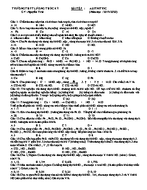 Đề ôn Hóa học Lớp 11 Axitnitric - Năm học 2019-2020 - Nguyễn Trái